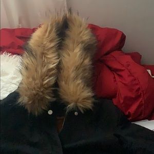 Black winter coat with fur.